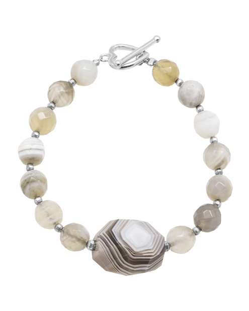 Sterling silver bracelet with faceted agates