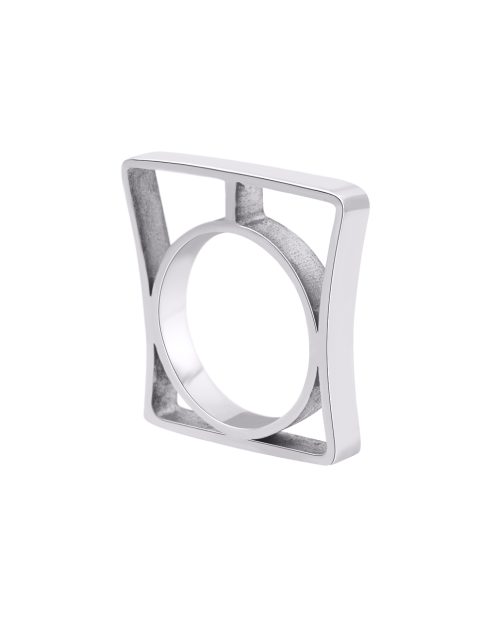 Geometric ring in 950 silver