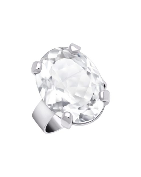 Crystal quartz ring in 950 silver