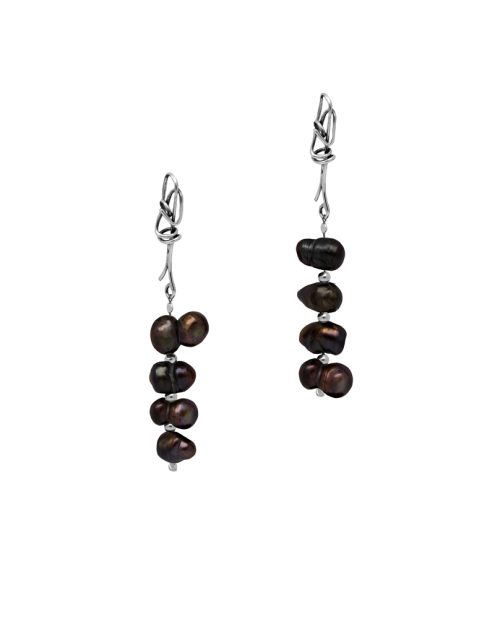 Copper pearl earrings in 950 silver
