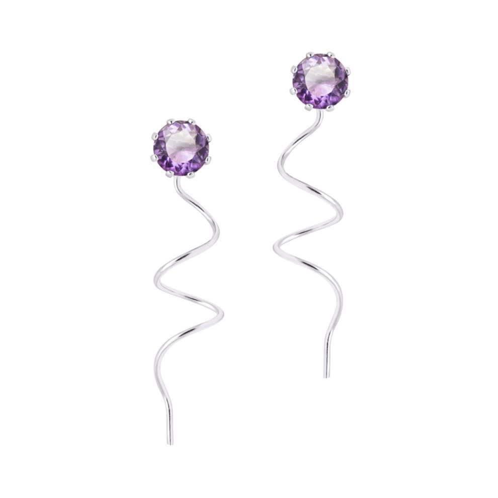 Sarah Kosta Joyas - Caravanas espiral en plata 950 con amatistas CAPLAM1394_a