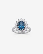Anillo en plata 950 con topacio london blue y cristales
