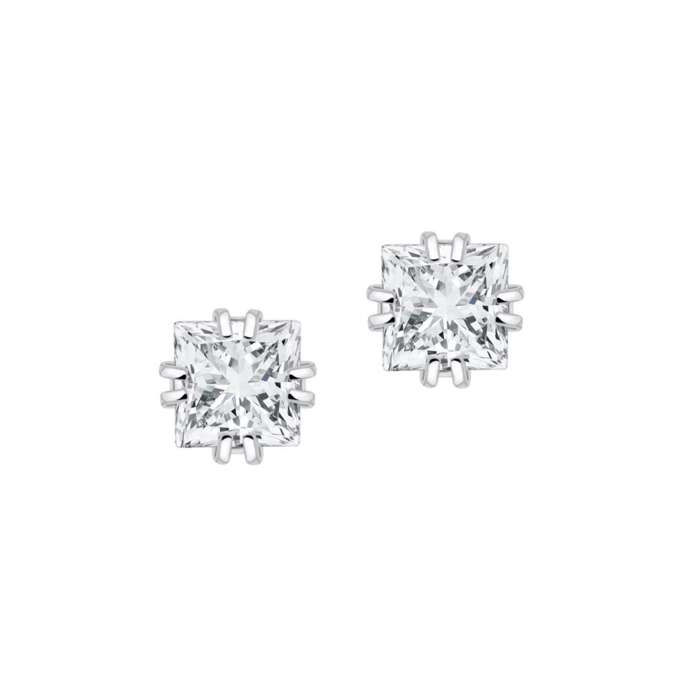 Sarah Kosta Joyas - Caravanas con cristales cuadrados engarzados en plata 950 CAPLCR1425_a