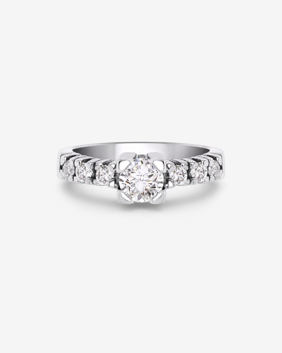 Medio sin fin de brillantes y oro blanco 18k