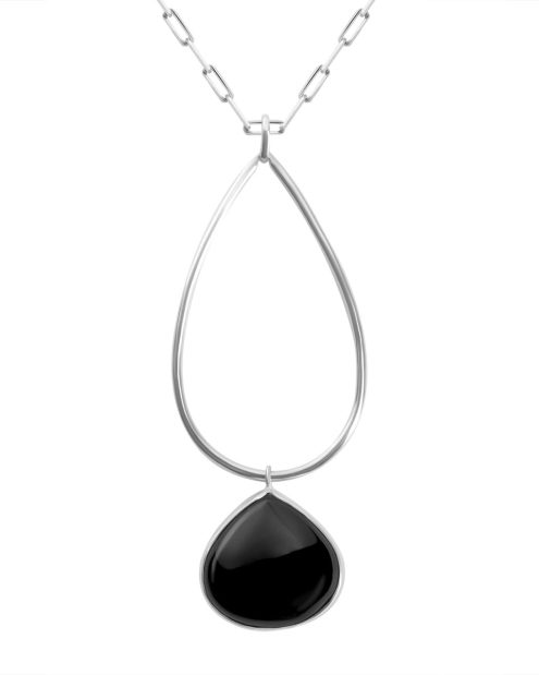 Sterling silver with onyx long necklace