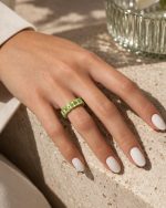 ANPLPO1614 Anillo Sin fin de peridotos olivinos baguettes